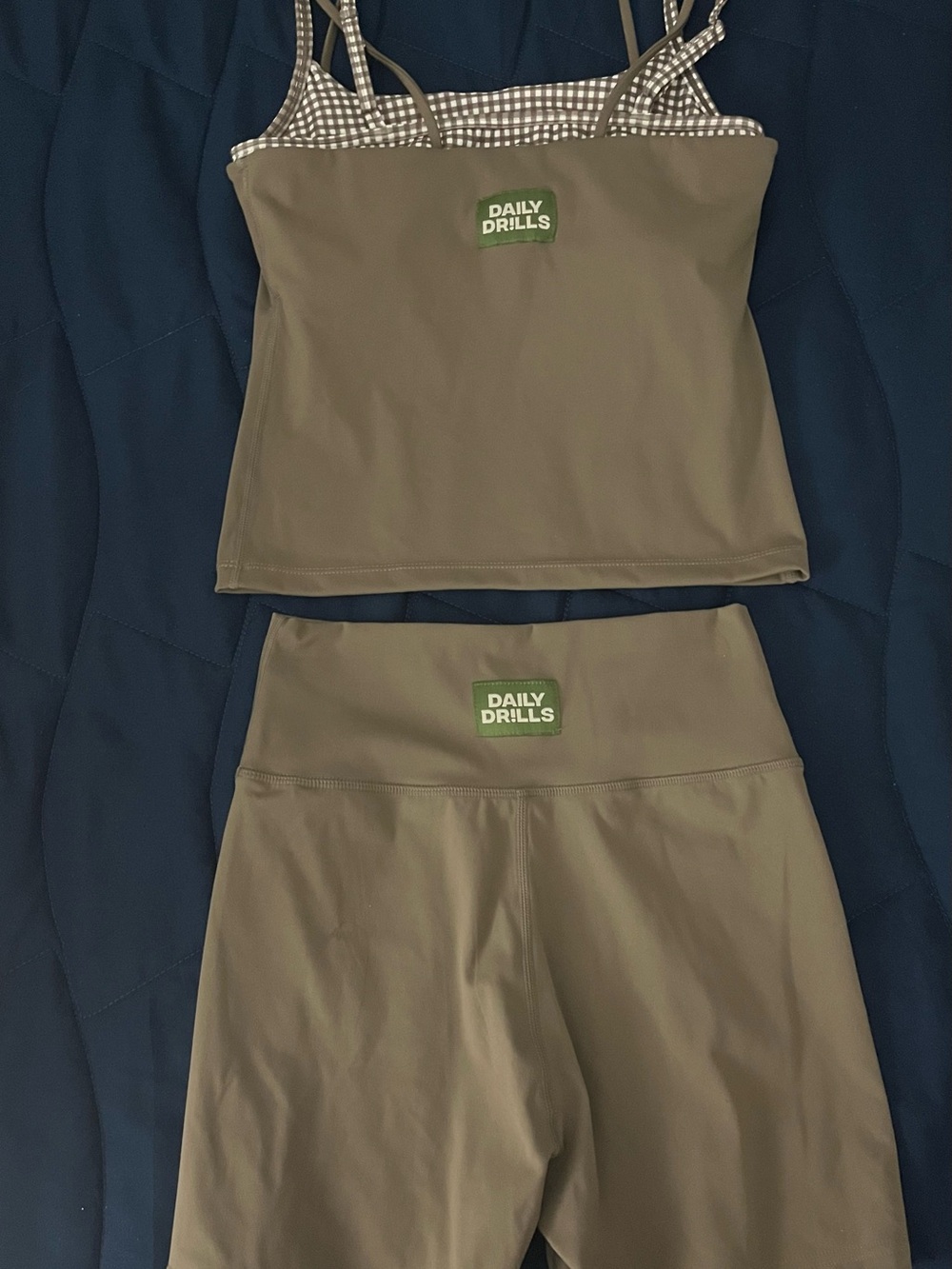 DAILY DRILLS MOCHA GINGHAM SET - Picture 2 of 2